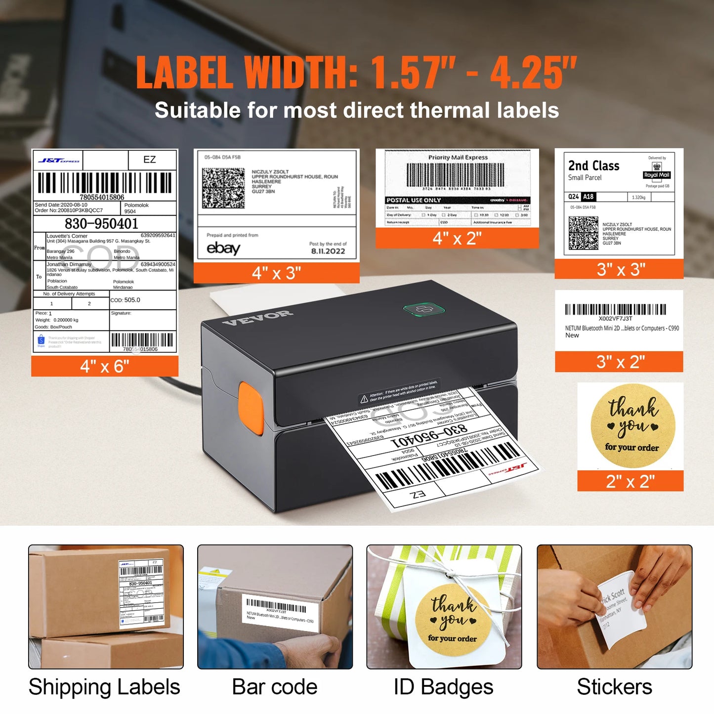 Thermal Label Printer 4x6 Mailing Packages Printing